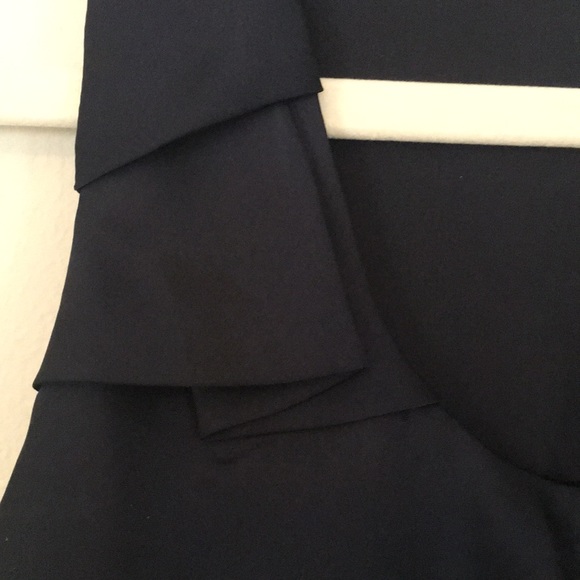 Navy Ruffle Front Zip Dress - Picture 5 of 6